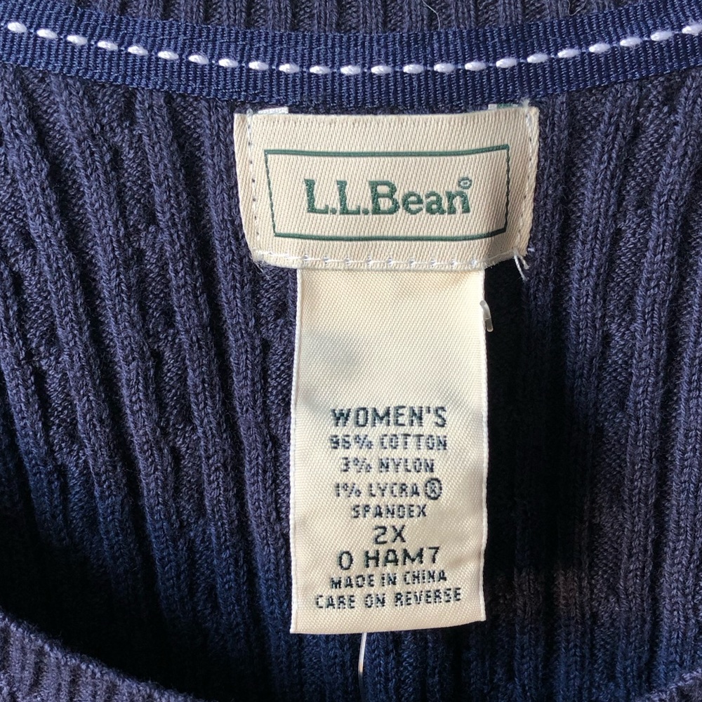 NWT L.L Bean Plus Size Women’s Button Front Knit Cardigan Sweater, Navy Size 2X - Picture 13 of 16